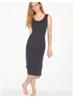 NWT Spiritual Gangster Jersey Tank Camille Rib Midi Dress Ash